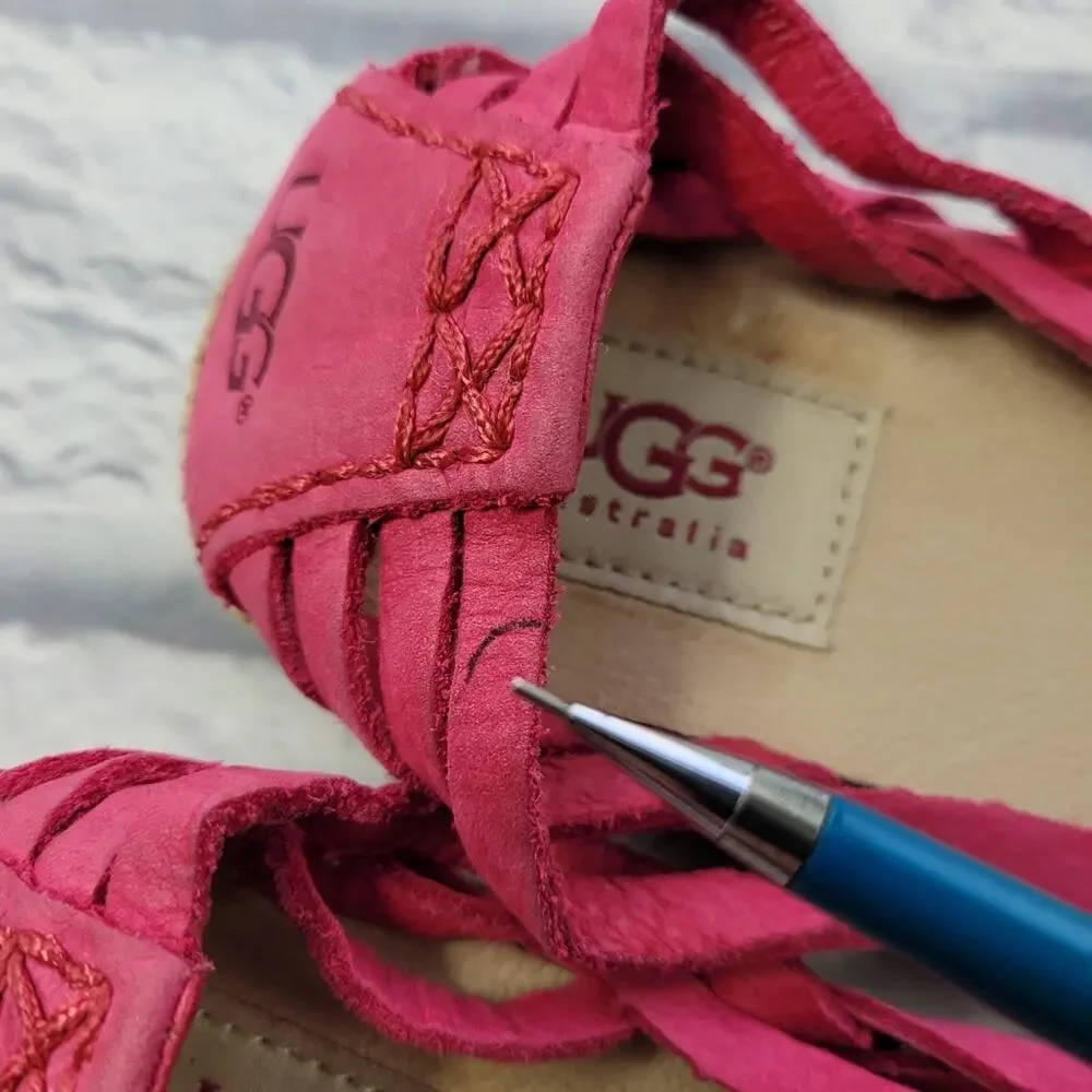 UGG Bright Barbiecore Pink Suede Tippie Espadrilles size 6